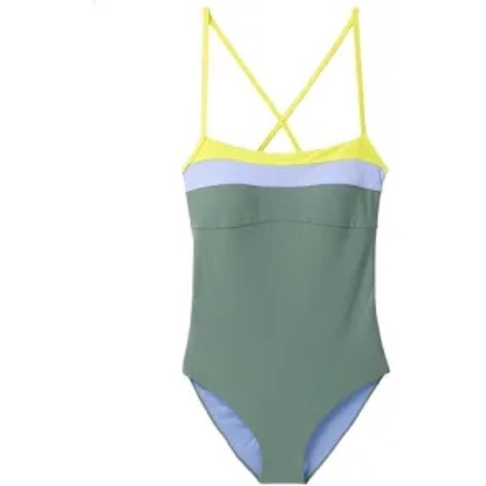 Prana bathing suit Econyl army green one piece Large
